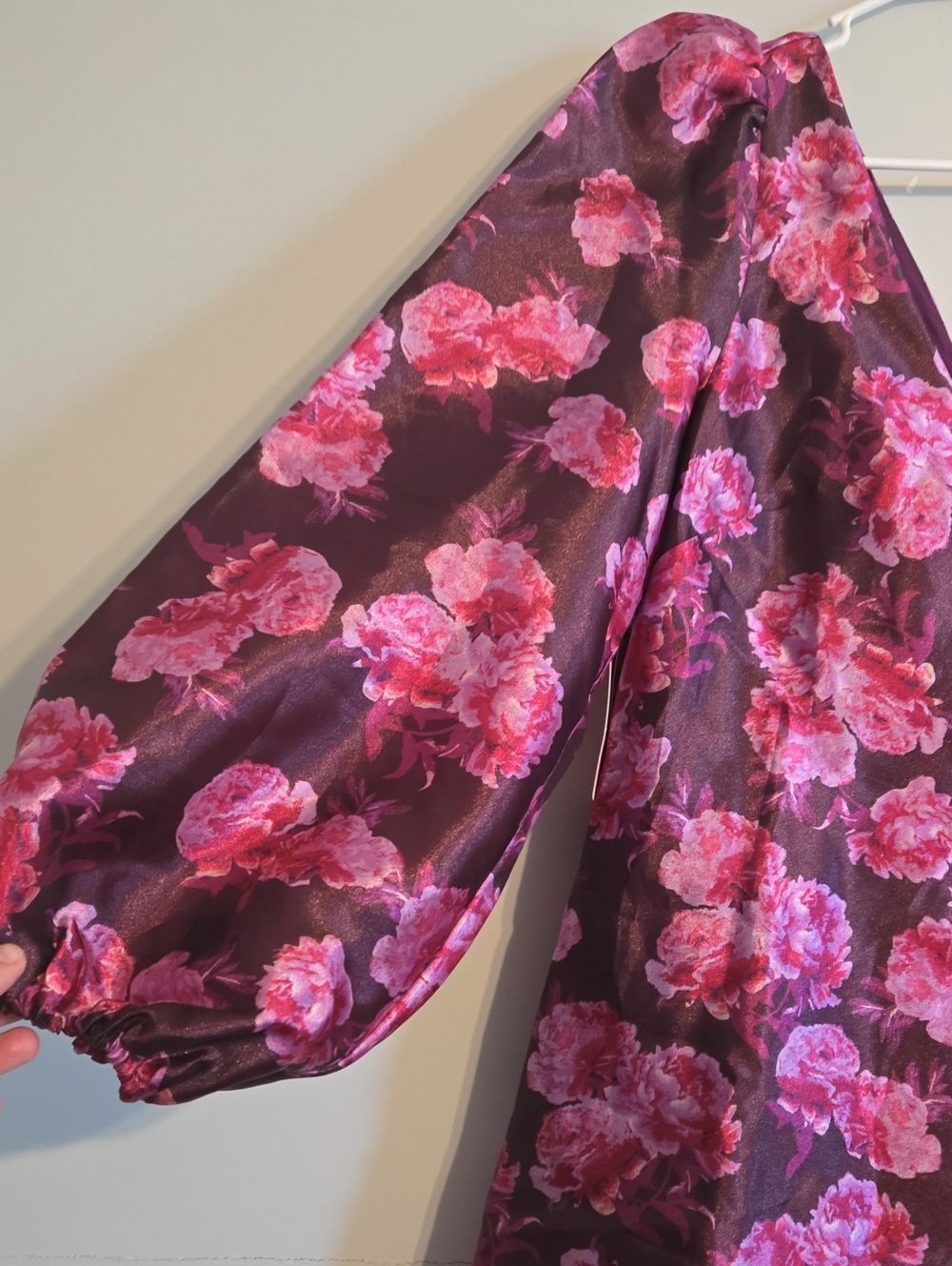 NWT Anthropologie BHLDN Aliana puffy sleeve v-neck floral organza mini dress L - Picture 2 of 8